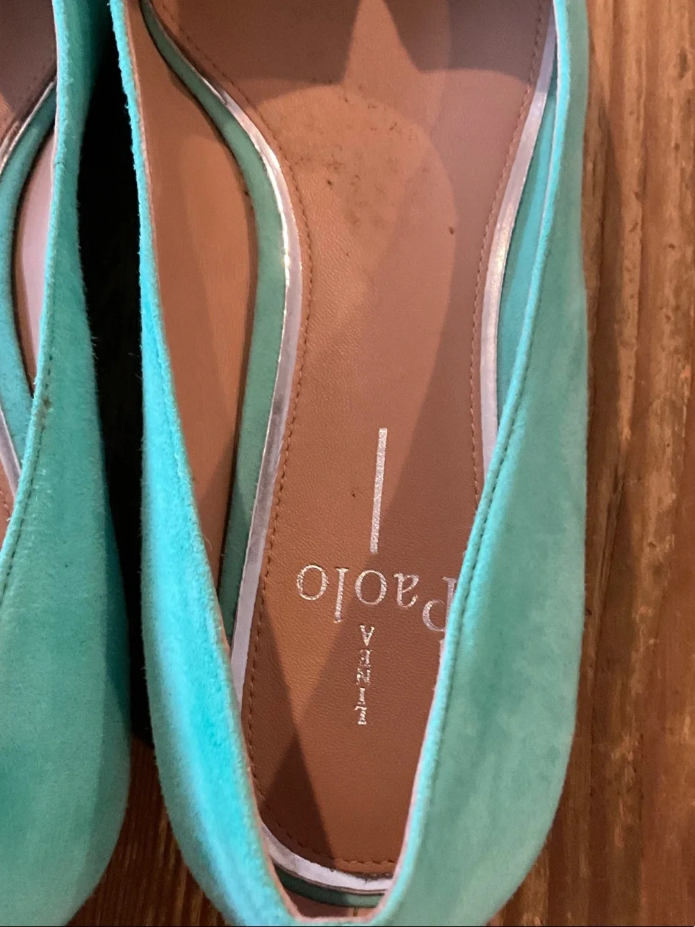 Linda Paolo Turquoise Suede presto pointed toe Flats